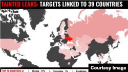 Карта стран,подвергшихся кибернападениям и вбросам дезинформации. 